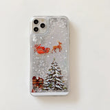 Christmas Liquid Dynamic Quicksand Glitter Phone Case For 16 Pro 15 Pro Max 3D Bling TPU Silicone Shockproof Cover