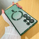 Bling Bright Cover For Samsung Galaxy S25 S24 S23 S22 S21 S20 Plus FE Note20 Ultra Glitter Case  Plat Wireless MagSafe Magnetic