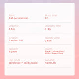 Flash Lamp Cute Cat Ears Headphone Bluetooth5.0 Stereo With Mic Support TF Card Wireless Kids Girl Earphone Birthday Gift