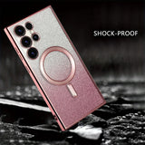 Bling Bright Cover For Samsung Galaxy S25 S24 S23 S22 S21 S20 Plus FE Note20 Ultra Glitter Case  Plat Wireless MagSafe Magnetic