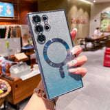 Glitter Luxury Magnetic Woman Case For Magsafe For Samsung Galaxy S24 S23 S22 S25 Ultra Plus Accessories Wireless Charging Cover